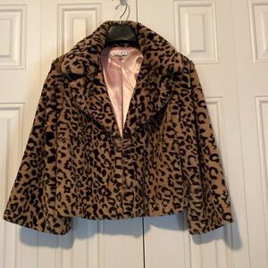 CAbi Tan and Black Leopard Teddy Jacket